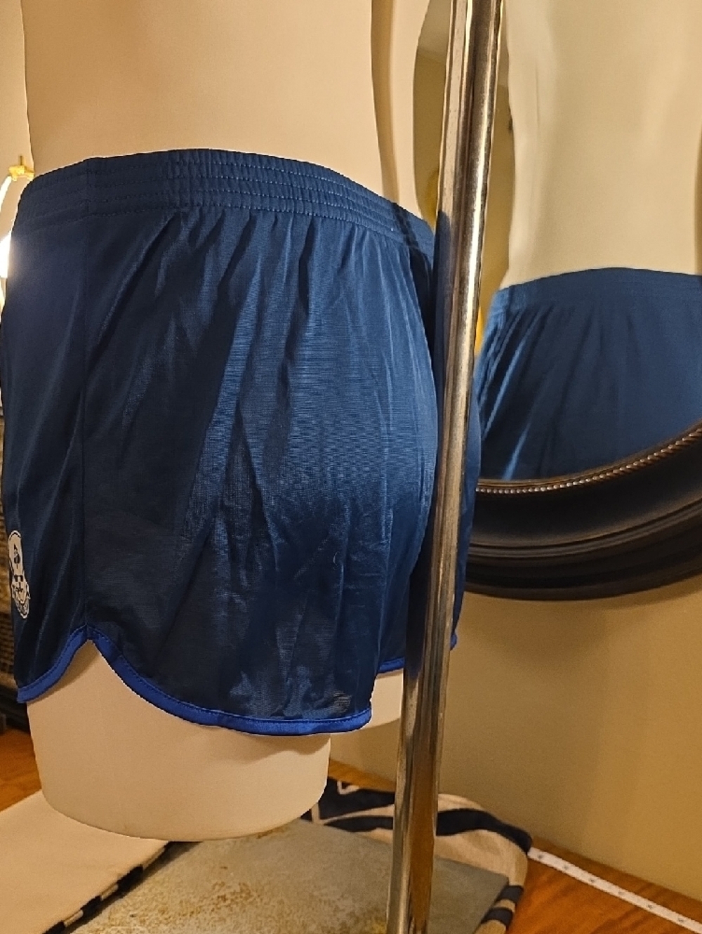 Silkies ZEROFOXTROT.COMNavy Blue Men's Athletic Shorts with Contrast Trim - Picture 4 of 9